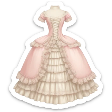 Rococo dress with pale pink and lace sticker