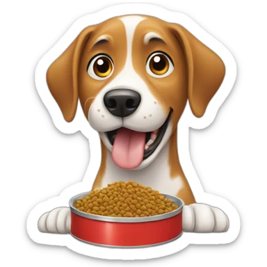 happy dog putting dog food in his mouth sticker