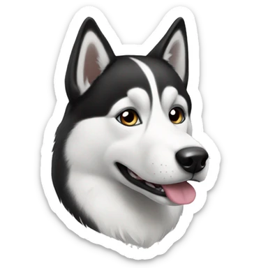 black and white husky sticker