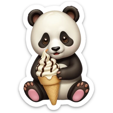 Panda eating ice cream sticker