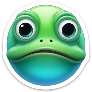 planet Neptune with a cartoon frog face with big confident eyes sticker