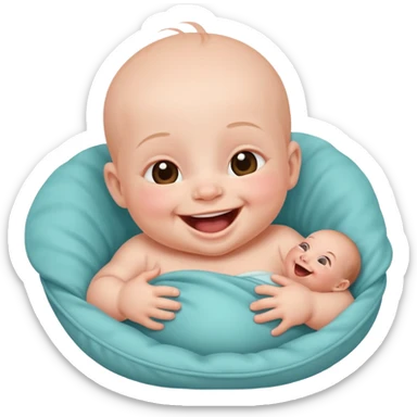 A newborn baby laughing joyfully sticker