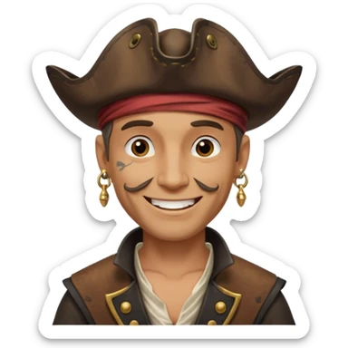Belted pirate man with earring
 sticker