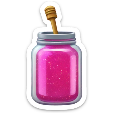  wand dipped in jar of hot pink of honey with glitter  sticker