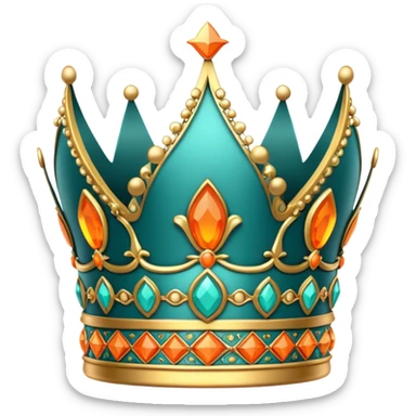 teal and orange royal crown sticker