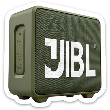 Minimalist JBL Go 4 speaker with digital camouflage pattern, pixelated military camo, clean simple design, compact bluetooth speaker sticker