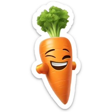 Generate an energetic carrot emoji wearing a sweatband, lifting tiny dumbbells, and looking motivated. sticker