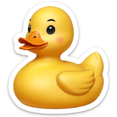 A rubber duck with a big biceps sticker