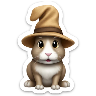 a rabbit with a poop hat sticker