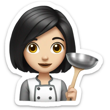 Pale girl with black hair cooking  sticker