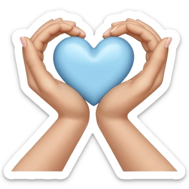 Hand heart with a baby blue heart inside  sticker