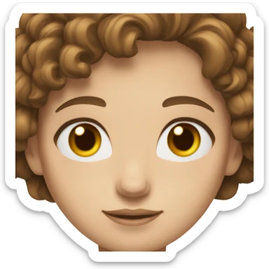 woman short brown wavy hair brown eyes white skin sticker