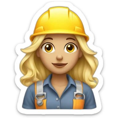 blonde girl dressed as a construction worker sticker