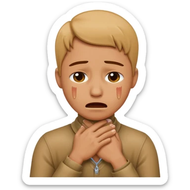 Guy choking with arms around its neck crying sticker