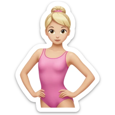 Blonde Women with Bun, Ballet Dancer – sleek blonde bun, pink leotard, graceful posture. sticker