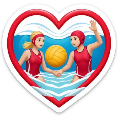 Natación  y voley en un corazón de color  sticker