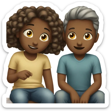 a conversation between two children sticker