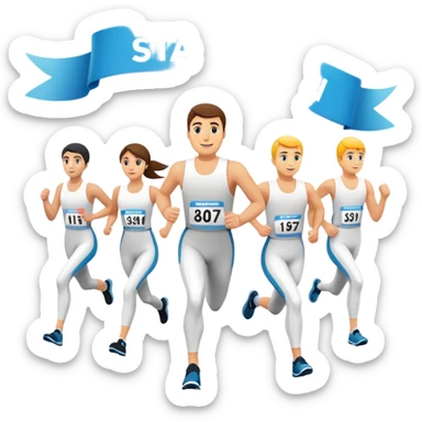 start line at race with banner saying start no people sticker