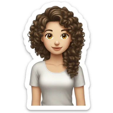 Uzbekistan girl curly brunette hair with quitar sticker