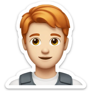 young guy with blue eyes and short Redhead straight hair sticker