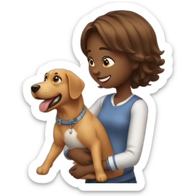 girl playing with a dog at a party sticker