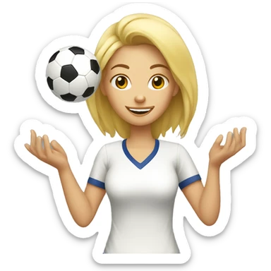 blond woman spinning a soccer ball on her hands sticker