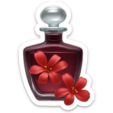 Dark red vintage French style perfume bottle with red jasmine sticker