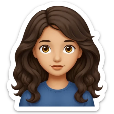 cute girl with long, wavy, dark brown hair, olive skin sticker