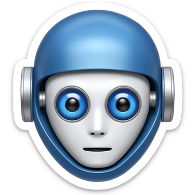 tête de robot cosmonaute bleu et blanc avec des yeux plié sticker