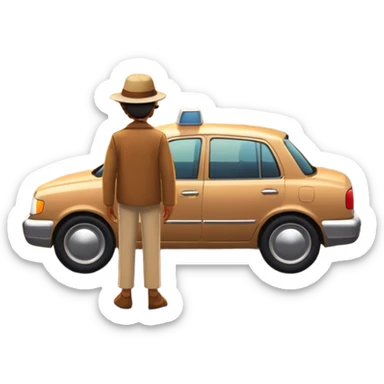 A person stands outside of a parked car on the side of a long, open road. They’re facing forward, gazing at a glowing sunset in the distance. The road stretches far ahead, symbolizing possibilities and new directions.  sticker