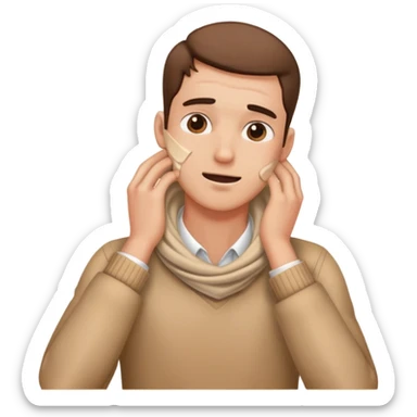 A guy with his hands around his neck crashing out sticker