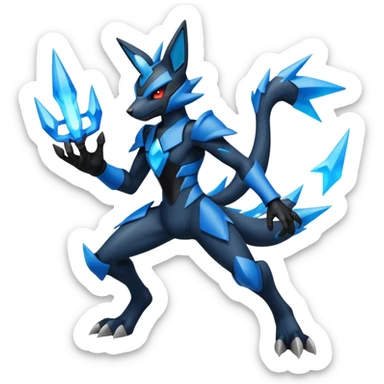 Edgy futuristic Zeraora-Zekrom-Lucario-fusion sticker