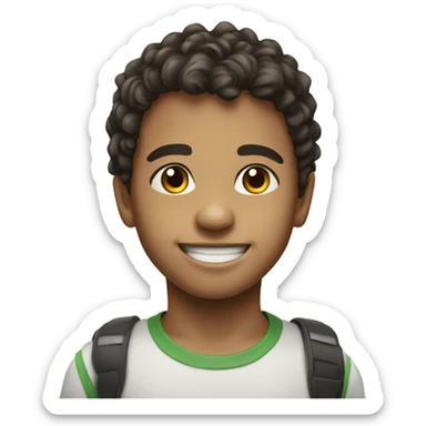 realistic portrait of a boy with smile sticker