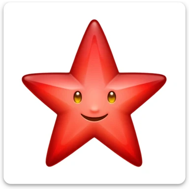 A single red star emoji in cartoon style. The star should be symmetrical, shiny, and have smooth edges. It should glow softly with a red aura. The design should be friendly and emoji-like, with a transparent background. sticker