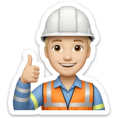 Cara de persona con casco blanco inginierl civil con pulgar arriba sticker