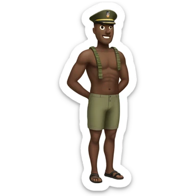 Military man in a bathing suit  sticker