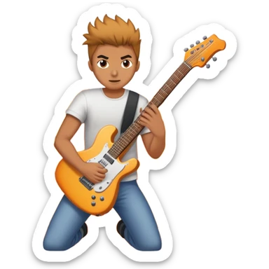 Man shredding guitar with nukes and explosions and fire in background sticker