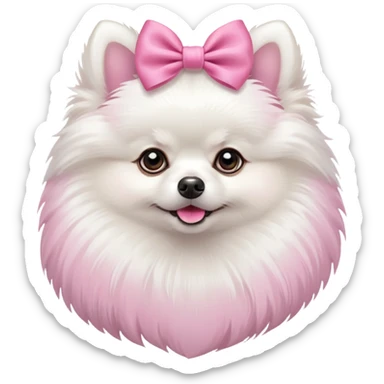 Teacup white Pomeranian with a pink bow  sticker