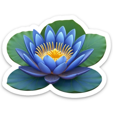 blue water lily circle leaf sticker