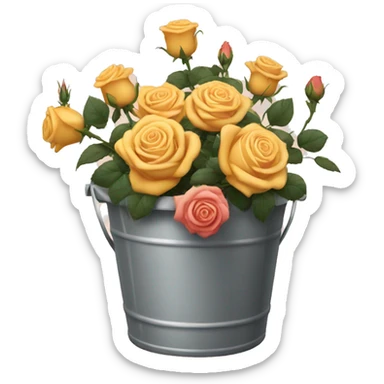 Roses in a bucket sticker