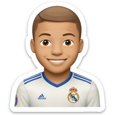 Fait moi un emojis de mbappe avec le maillots du real sticker
