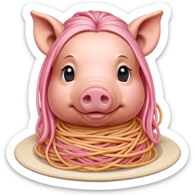   renaissance monalisa pig with pink spaghetti  sticker