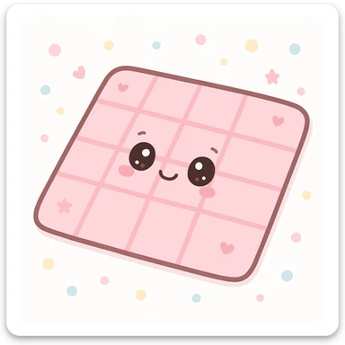 cute pink picnic mat, kawaii style, soft and inviting, simple background sticker