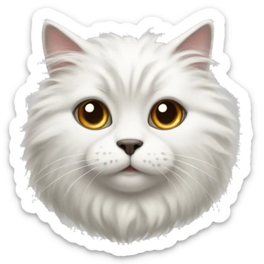 fluffy white cat with dark brown spots sticker