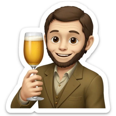 Darwin hugging an australopithecine and raising a toast sticker
