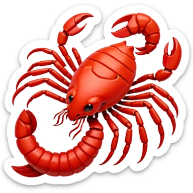 A 3D cartoon Scorpio zodiac sign in red, glossy texture, simple background, Memoji-style rendering. sticker