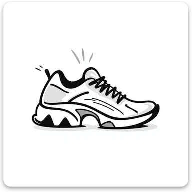Athletic running shoes/sports shoes in pastel colors (dd9fb0, ffc6d3, a3bfc9, c4bee2, f1b091), hand-drawn doodle style sticker