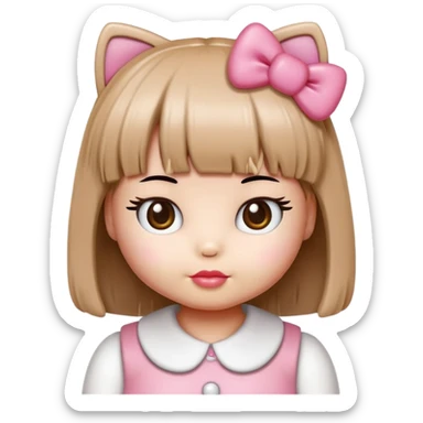 hello kitty with bangs, colour of hair is broy sticker
