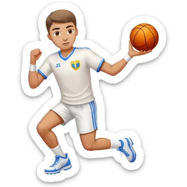 Ukrainian young man in a white embroidered shirt playing sports sticker