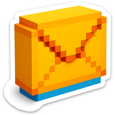 3D voxel style icon of a mail pocket, blocky and geometric, with a sense of depth and shading sticker